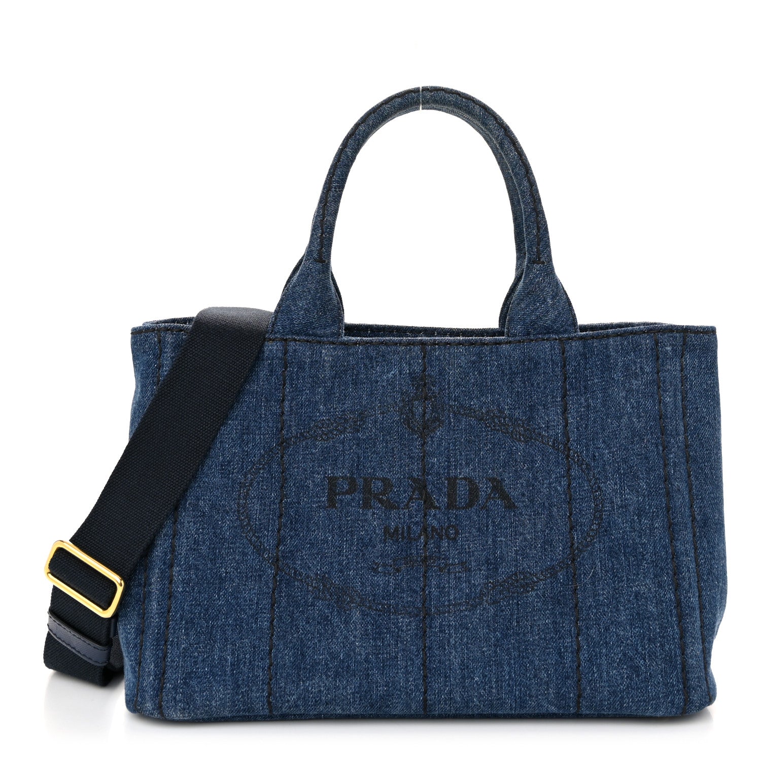 Prada Denim Small Logo Tote Bleu 1 of 10