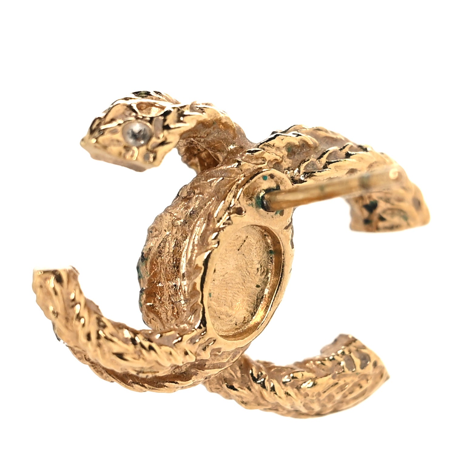 Chanel Crystal Twisted CC Earrings Gold 8 of 8