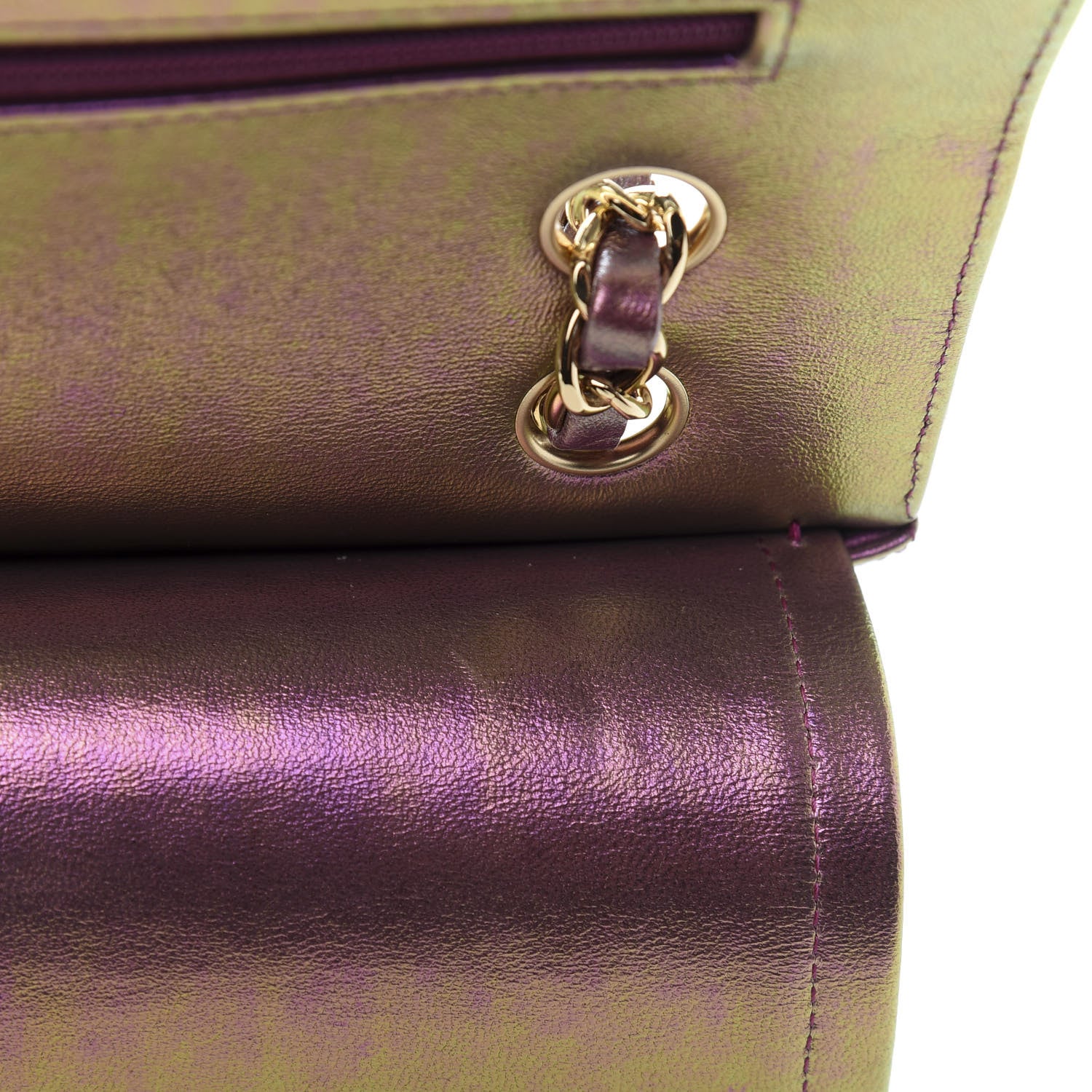 Chanel Iridescent Lambskin Quilted Medium Double Flap Purple 10 of 14