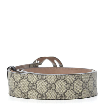 Gucci GG Supreme Monogram Selleria Calfskin Interlocking G 40mm Belt 95 38 Beige Ebony Cocoa 2 of 6