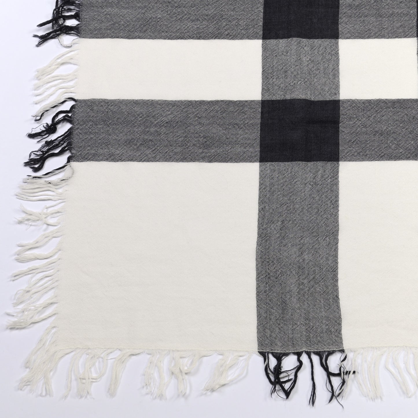 Merino Wool House Check Scarf Ivory