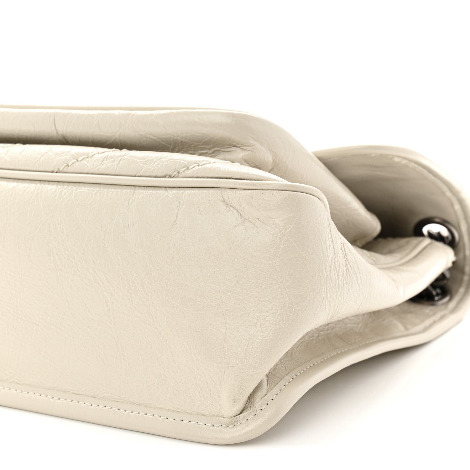 Saint Laurent Crinkled Calfskin Matelasse Monogram Medium Niki Chain Satchel Crema Soft 10 of 11