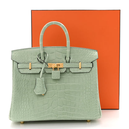 Hermes Matte Alligator Birkin 25 Vert D'eau 12 of 12