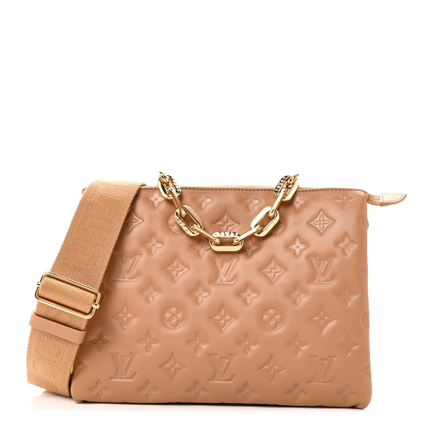 Louis Vuitton Lambskin Embossed Monogram Coussin PM Camel 1 of 12