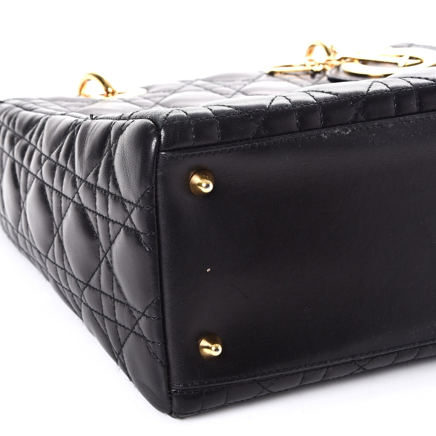 Christian Dior Lambskin Cannage Medium Lady Dior Black 9 of 14