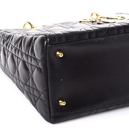 Christian Dior Lambskin Cannage Medium Lady Dior Black 9 of 14