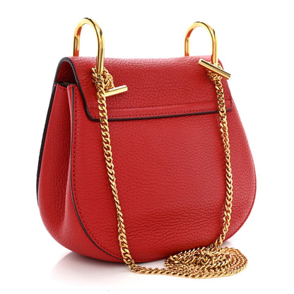 Chloe Grained Lambskin Mini Drew Shoulder Bag Plaid Red 3 of 12