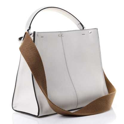 Fendi Vitello Seta Glazed Fabric FF 1974 Medium Peekaboo X-Lite White Ice Mogano Panna 2 of 4