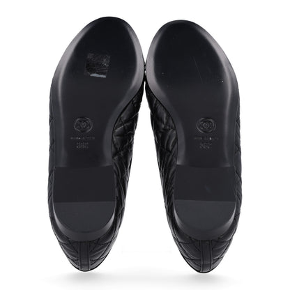 Chanel Aged Calfskin Quilted CC Cap Toe Ballerina Flats 36 Black 7 of 10