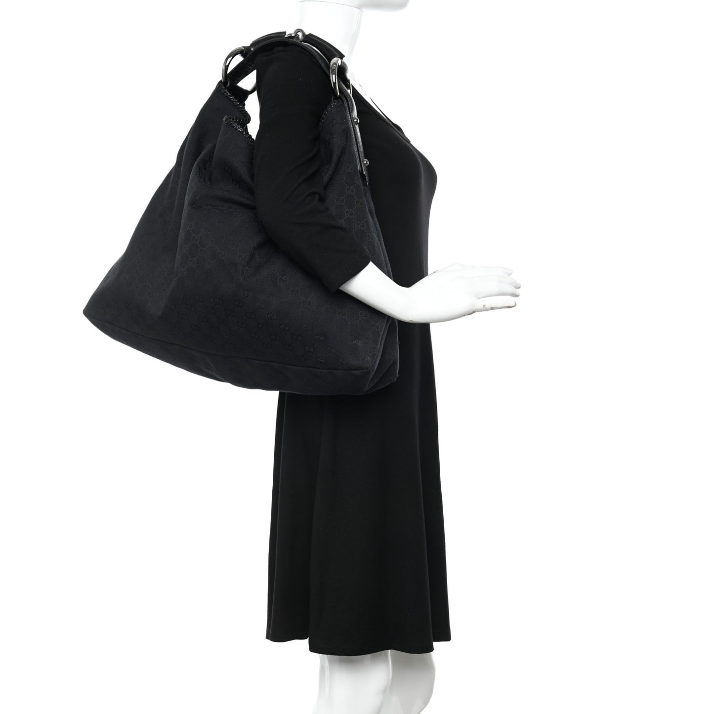Monogram Large Horsebit Chain Hobo Black