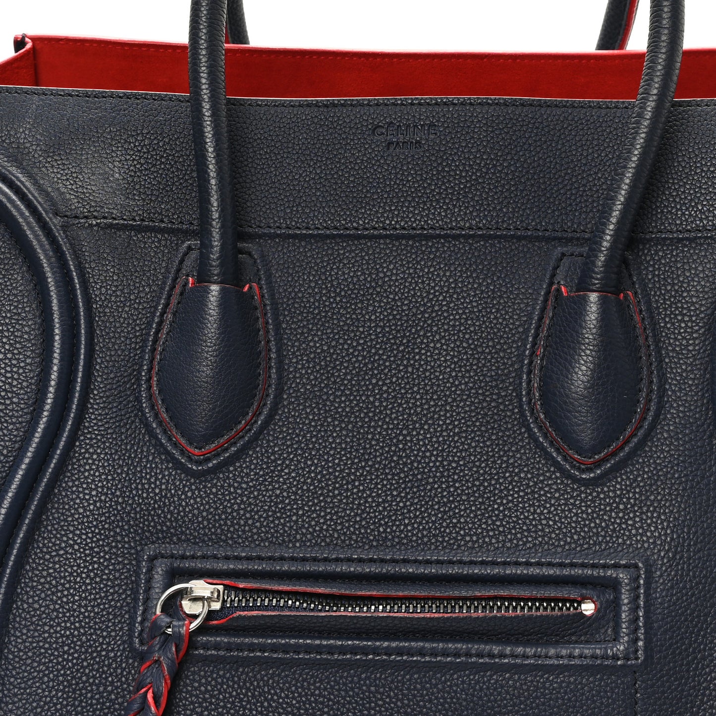 Supple Calfskin Large Phantom Luggage Navy Blue Red