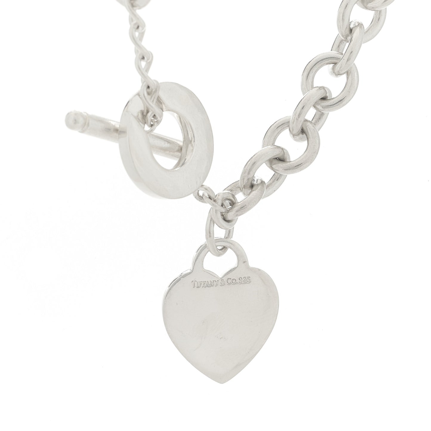 Sterling Silver Heart Tag Toggle Necklace