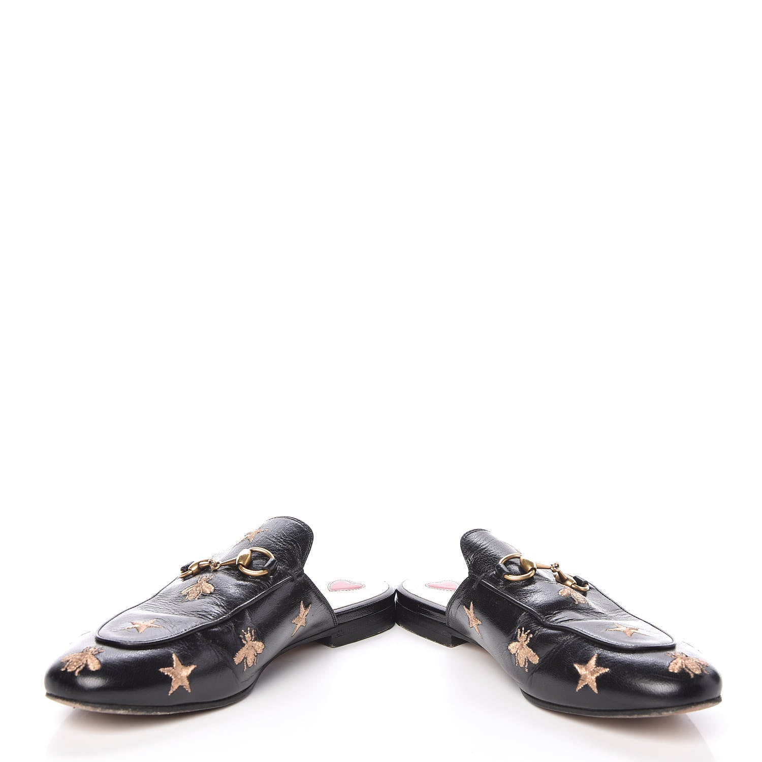 Gucci Goatskin Bee Star Embroidered Womens Princetown Slippers 36.5 Black 5 of 15