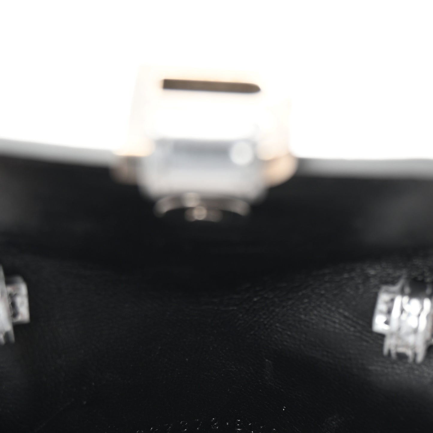 Metallic Calfskin Crocodile Embossed Hourglass Top Handle Bag Mini Silver