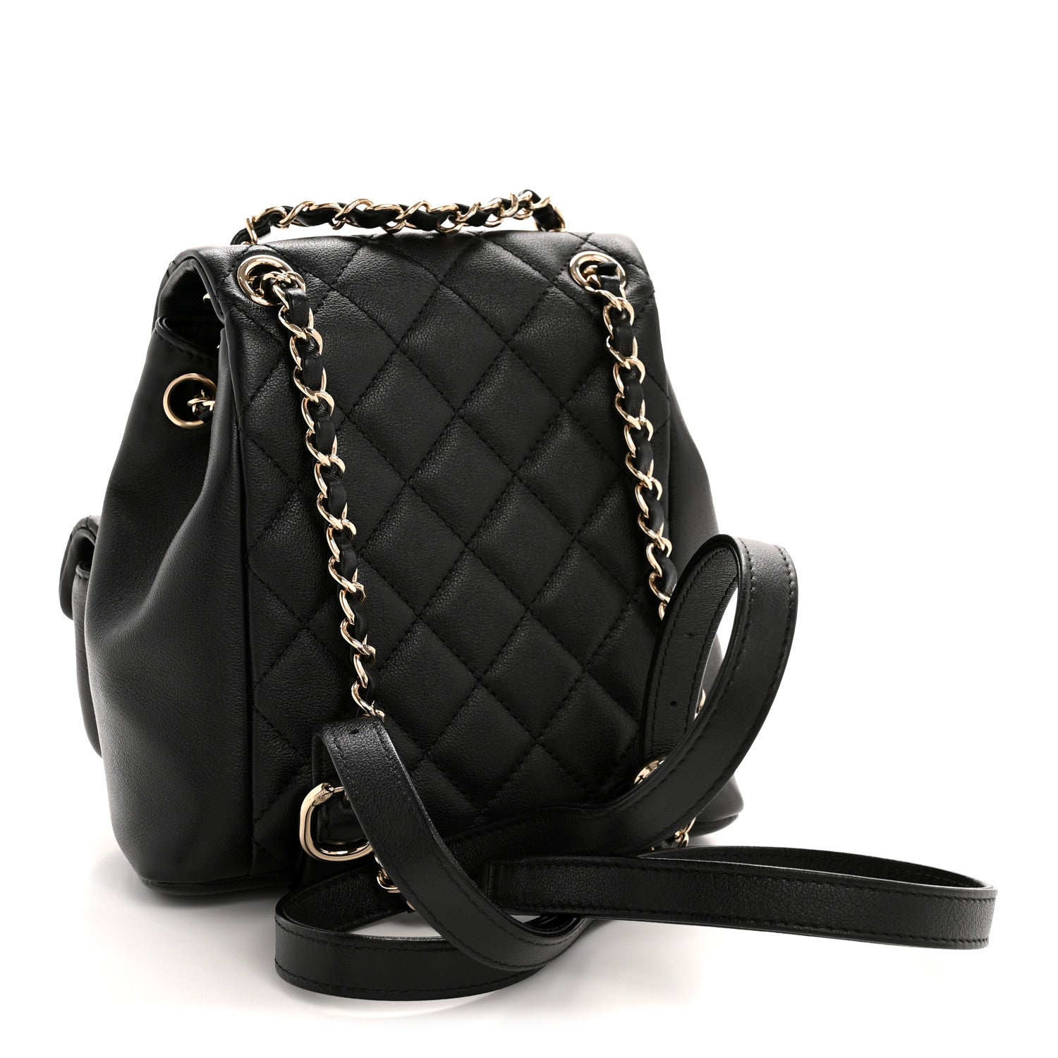 Chanel Calfskin Quilted Mini Duma Pockets Drawstring Backpack Black 3 of 14