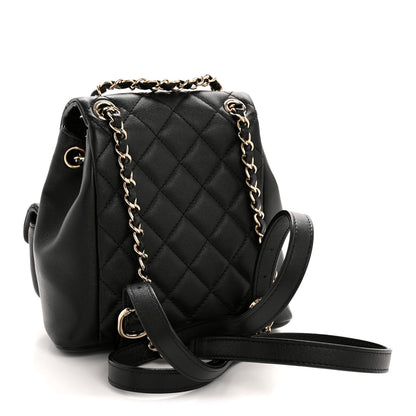 Chanel Calfskin Quilted Mini Duma Pockets Drawstring Backpack Black 3 of 14
