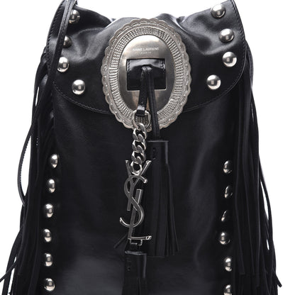 Saint Laurent Calfskin Fringe Small Studded Anita Crossbody Bag Black 8 of 9