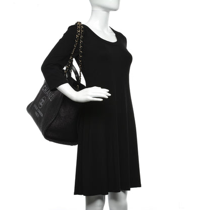 Chanel Woven Straw Raffia Large Deauville Tote Black 2 of 9