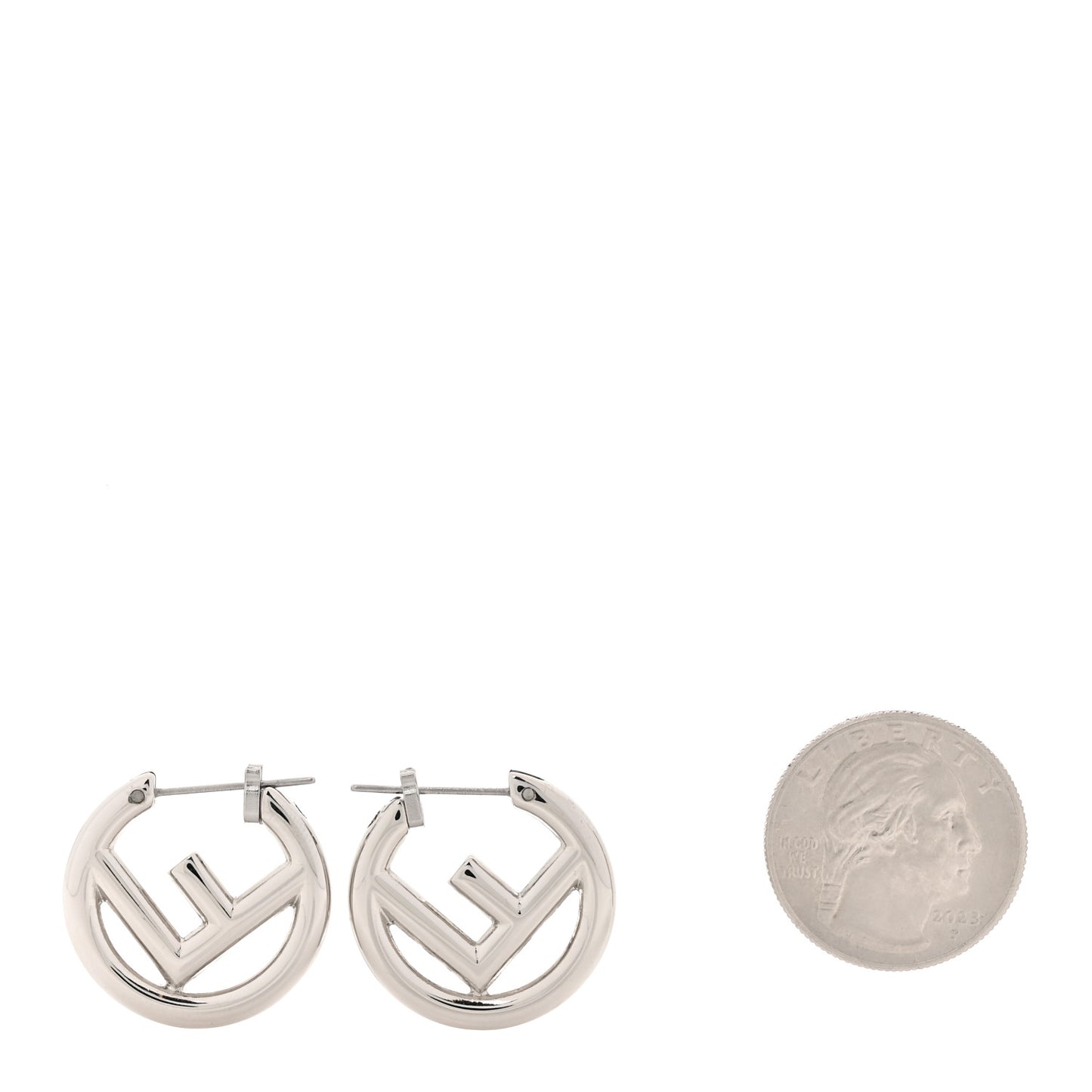 Metal F is Fendi Hoop Earrings Silver
