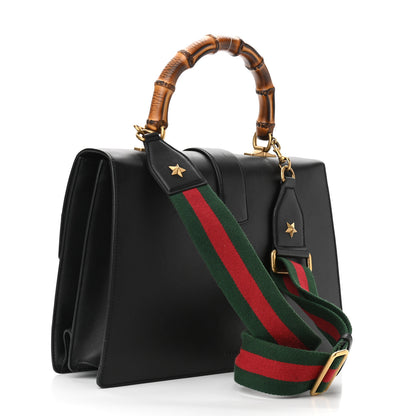 Gucci Calfskin Bamboo Web Large Dionysus Top Handle Bag Black Bright Evergreen Hibiscus Red 3 of 21