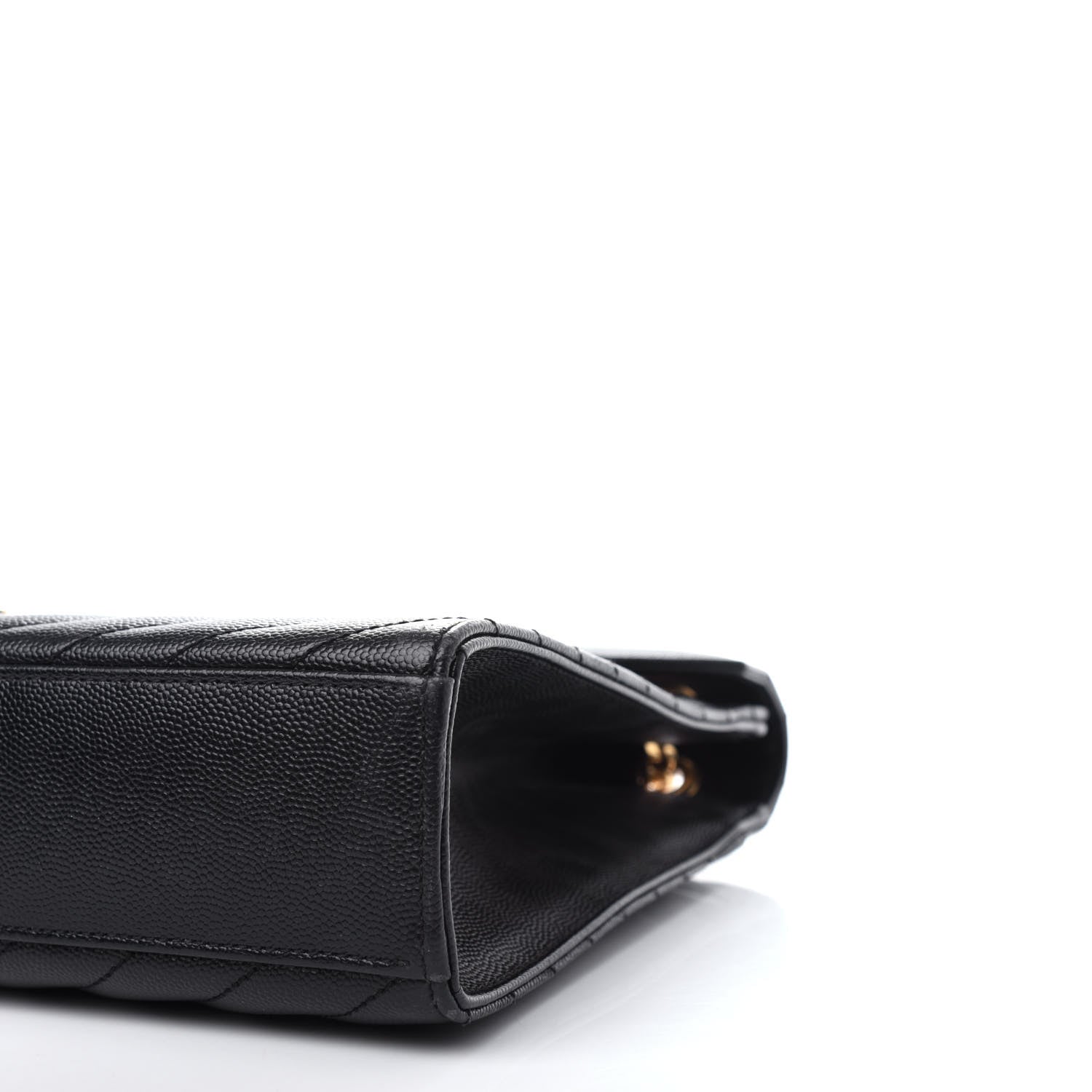 Saint Laurent Grain De Poudre Matelasse Chevron Large Monogram Satchel Black 10 of 11
