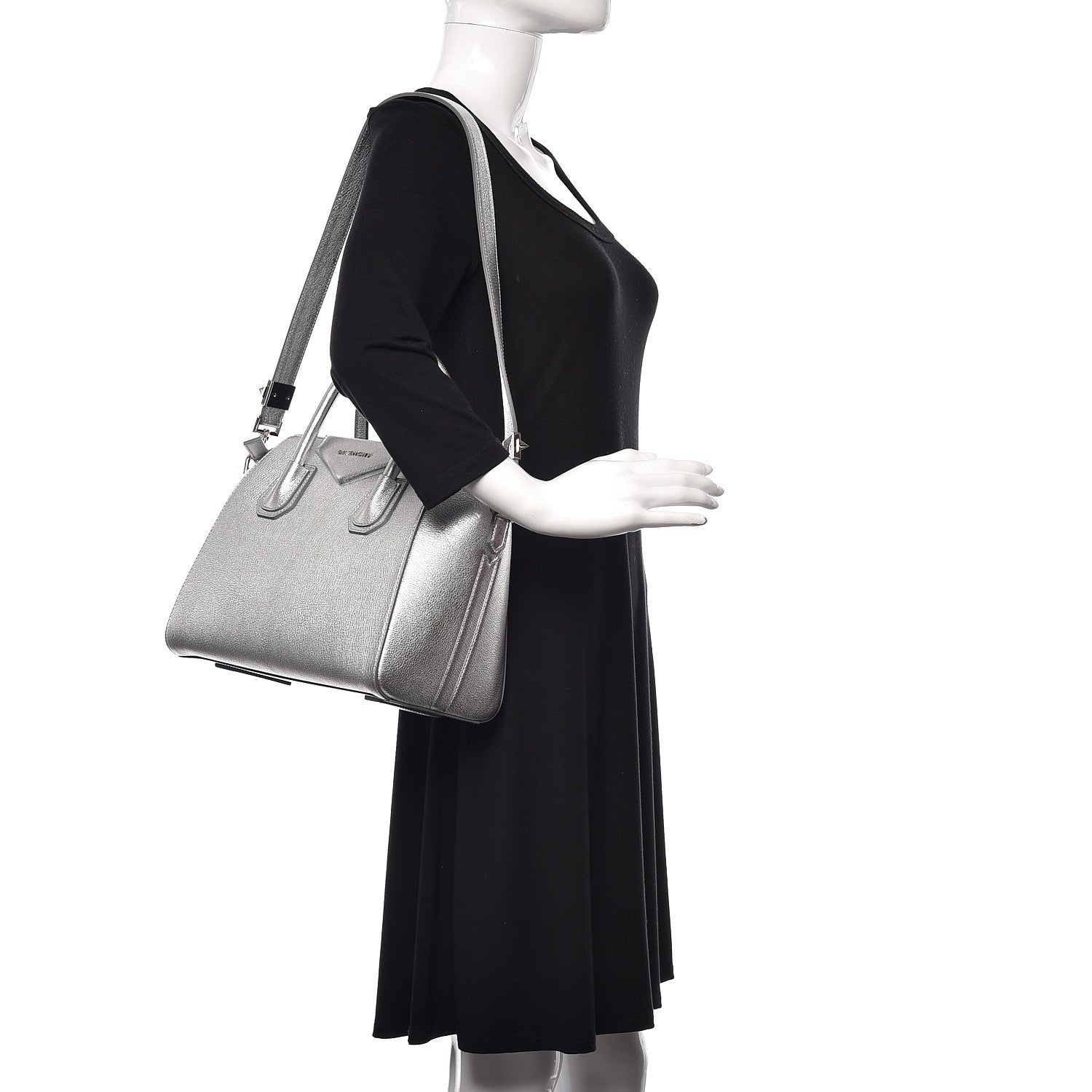 Givenchy Metallic Sugar Goatskin Mini Antigona Silver 2 of 19