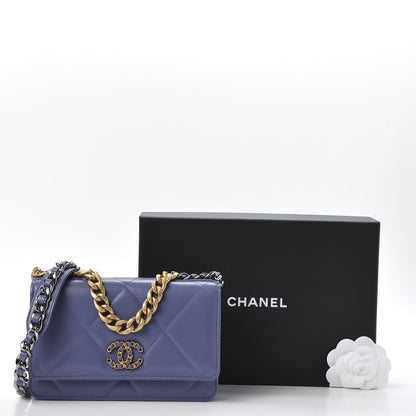 Chanel Goatskin Quilted 19 Wallet On Chain WOC Purple 12 of 12