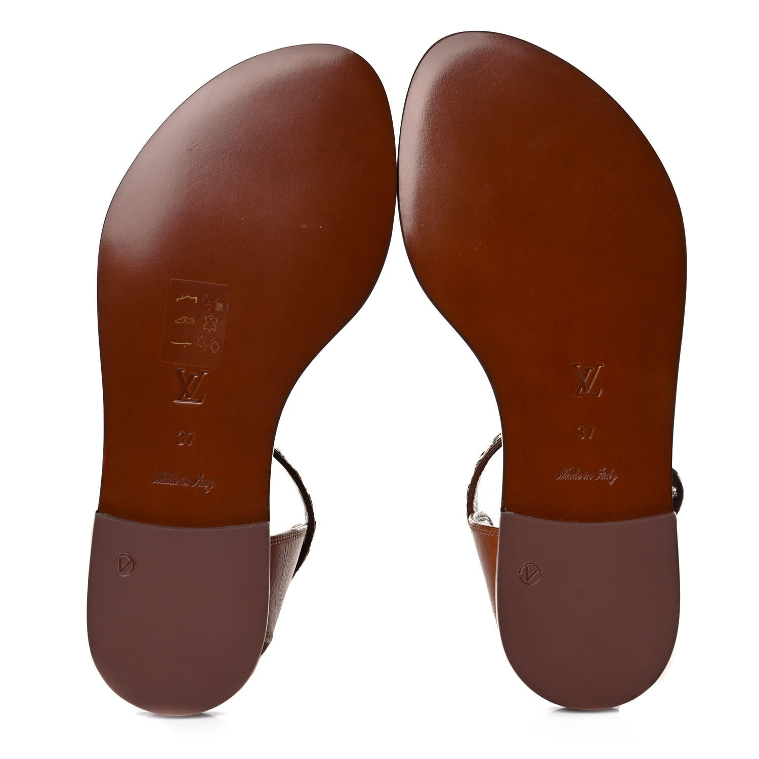 Louis Vuitton Calfskin Monogram Passenger Flat Sandals 37 Cognac 5 of 8