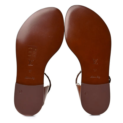 Louis Vuitton Calfskin Monogram Passenger Flat Sandals 37 Cognac 5 of 8