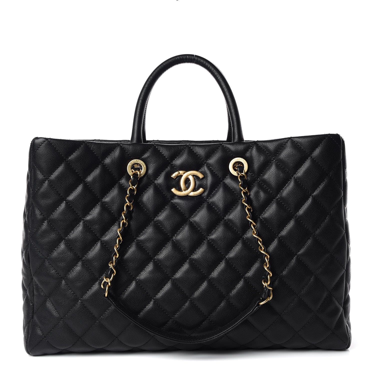 Chanel Caviar Quilted Large Coco Handle Shopping Tote Black 1 of 10