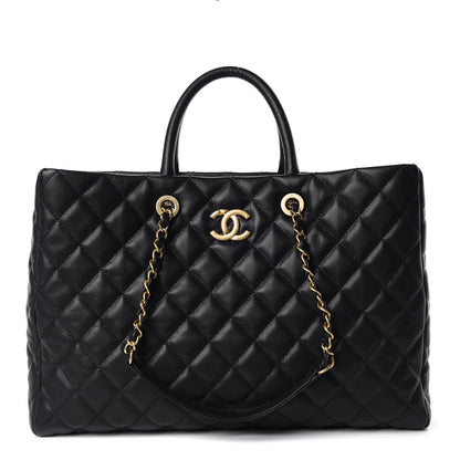 Chanel Caviar Quilted Large Coco Handle Shopping Tote Black 1 of 10