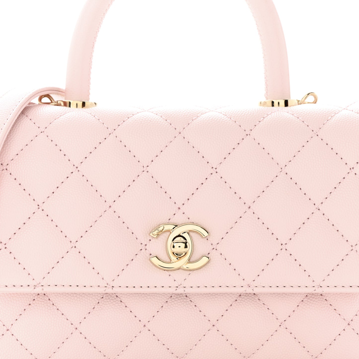 Caviar Quilted Mini Coco Handle Flap Light Pink