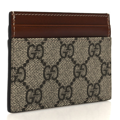 Gucci GG Supreme Monogram Calfskin Card Holder Beige Ebony Cuir 3 of 7