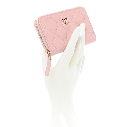 Chanel Caviar Quilted Zip Coin Purse Light Pink 2 of 10