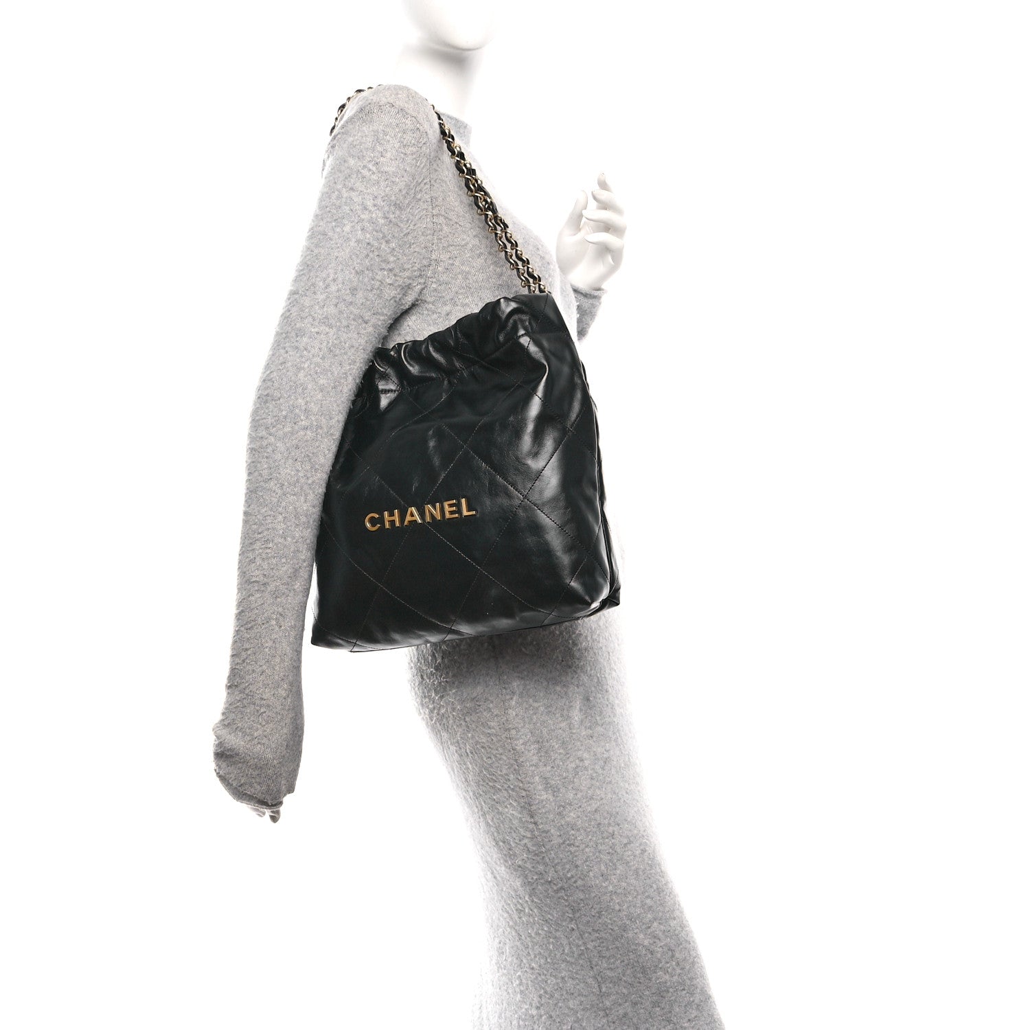 Chanel Shiny Calfskin Quilted Small Chanel 22 Black 2 of 11