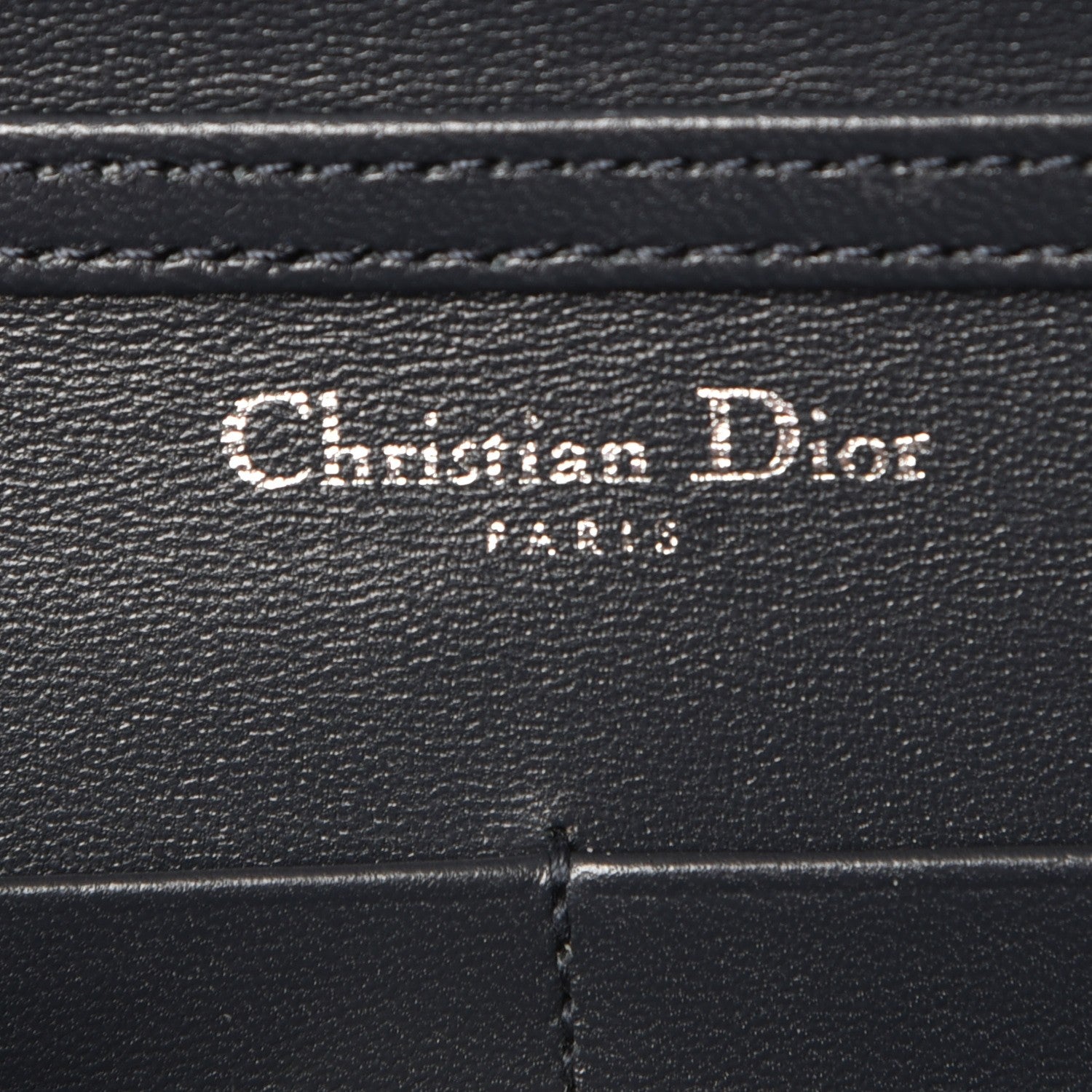 Christian Dior Metallic Grained Calfskin Diorama Wallet on Chain Pouch Silver 6 of 8