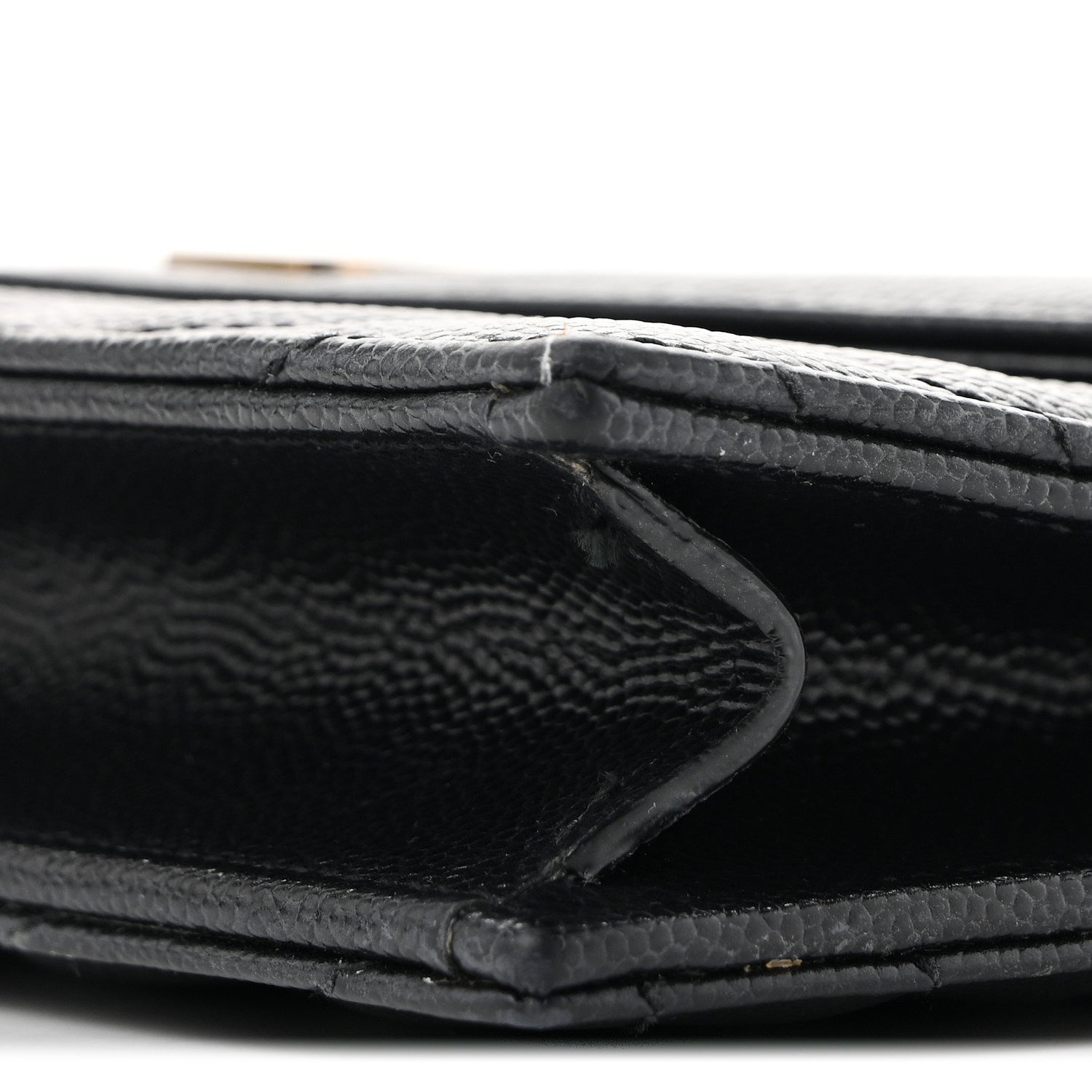 Saint Laurent Grain De Poudre Matelasse Chevron Monogram Envelope Chain Wallet Black 9 of 12