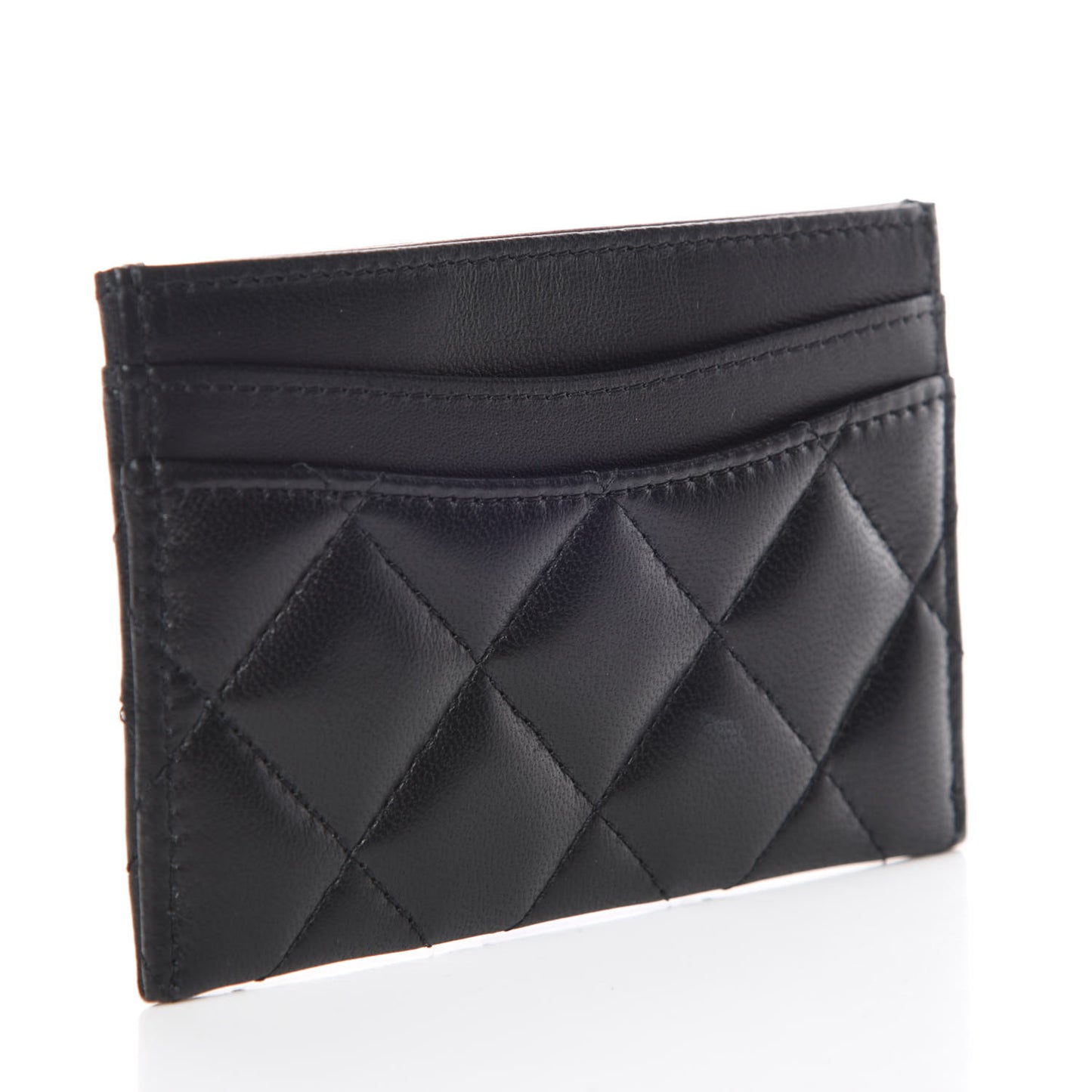 Lambskin Quilted Card Holder Black