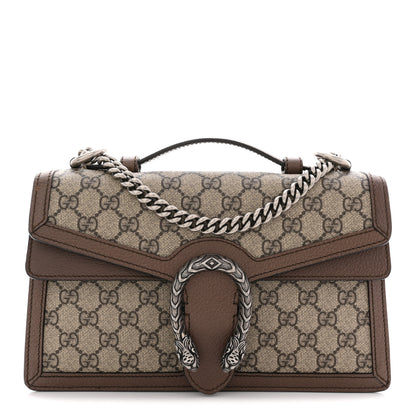 Gucci GG Supreme Monogram Textured Dollar Calfskin Top Handle Dionysus Shoulder Bag Beige Ebony New Acero 1 of 11