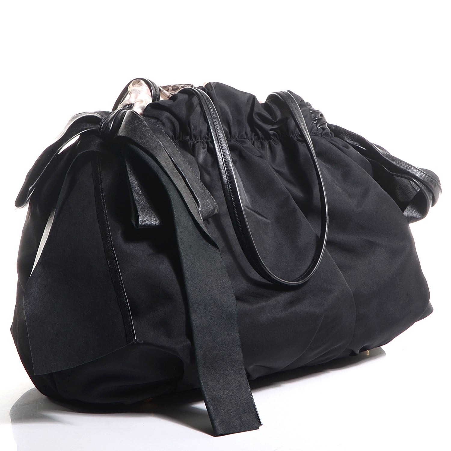 Prada Nylon Python Print Large Bow Bag Naturale 3 of 9