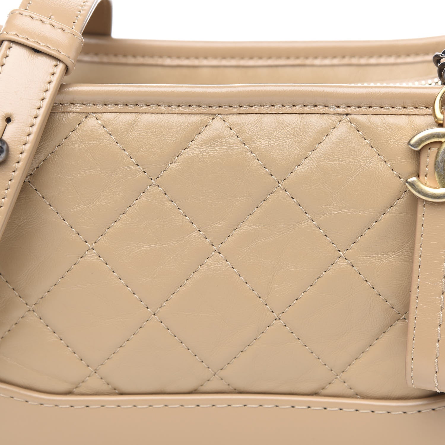 Chanel Aged Calfskin Quilted Small Gabrielle Hobo Beige 8 of 11