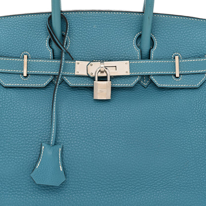 Hermes Taurillon Clemence Birkin 30 Blue Jean 8 of 14