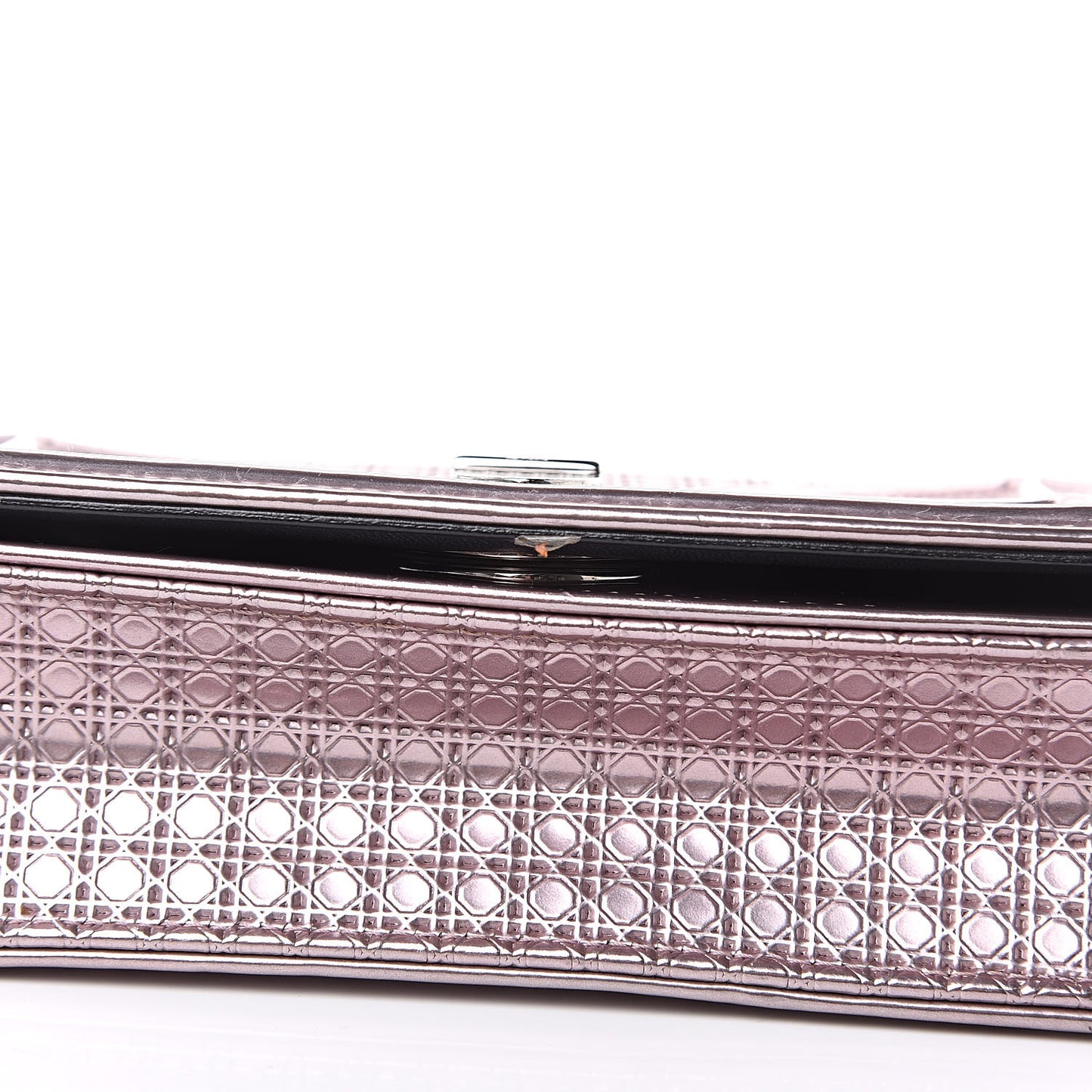 Metallic Patent Micro-Cannage Mini Diorama Flap Bag Pink
