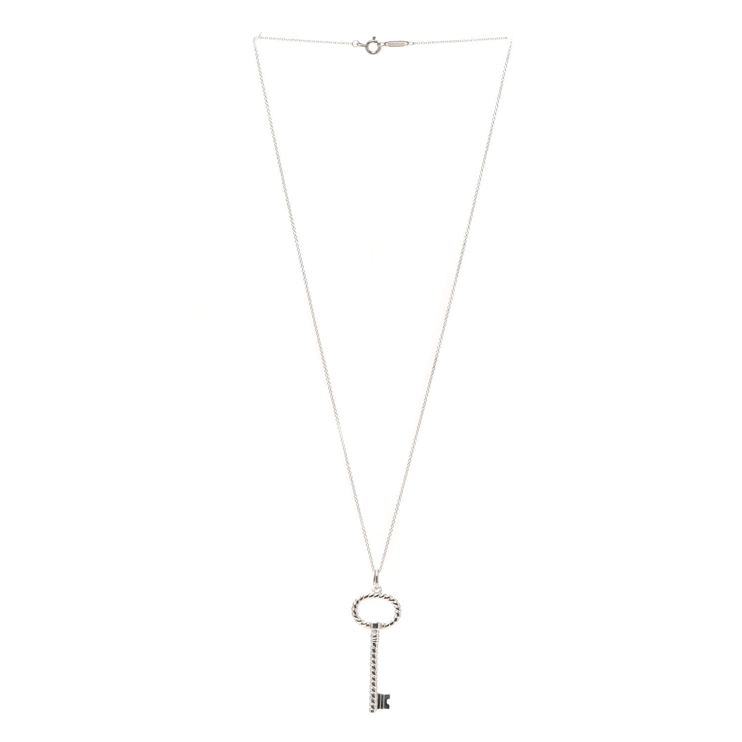 Tiffany Sterling Silver Twist Oval Key Pendant Necklace 3 of 6
