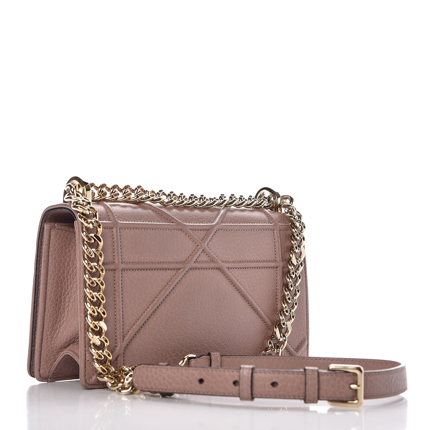 Christian Dior Grained Calfskin Small Diorama Flap Bag Taupe 3 of 8