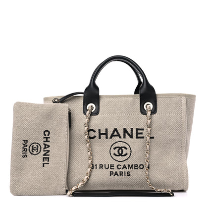Chanel Mixed Fibers Small Deauville Tote Beige Black 1 of 10