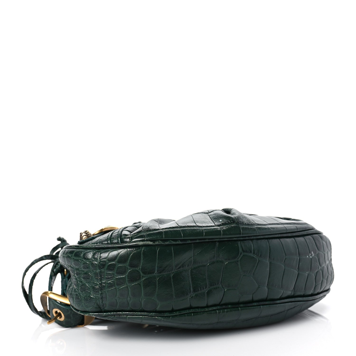 Balenciaga Extra Supple Calfskin Crocodile Embossed Le Cagole Shoulder Bag XS Forest Green 4 of 12