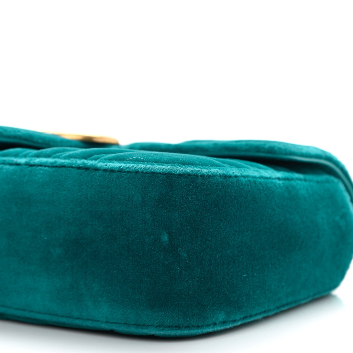 Velvet Matelasse Mini GG Marmont Shoulder Bag Pavone Cyan