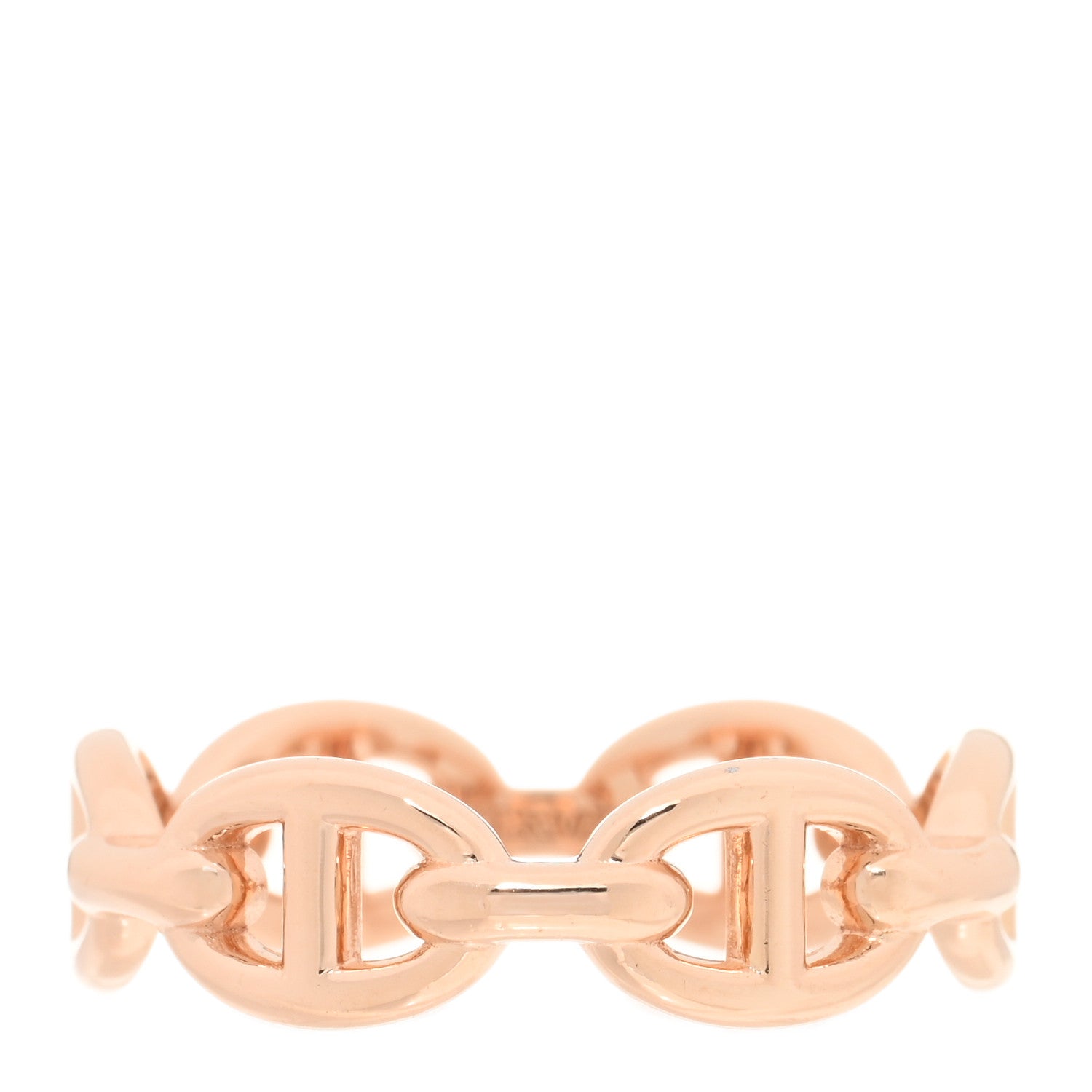Hermes 18K Rose Gold PM Chaine d'Ancre Enchainee Ring 54 6.75 1 of 5