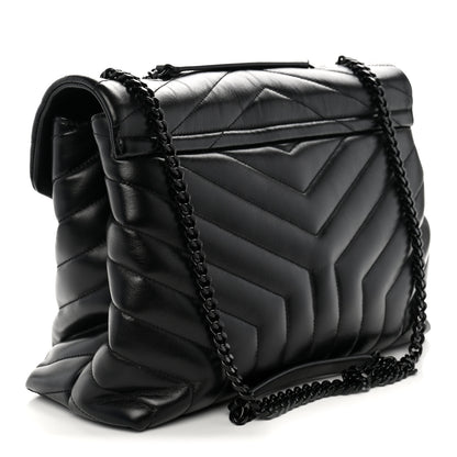 Saint Laurent Calfskin Y Quilted Monogram Monochrome Medium Loulou Chain Satchel Black 3 of 11